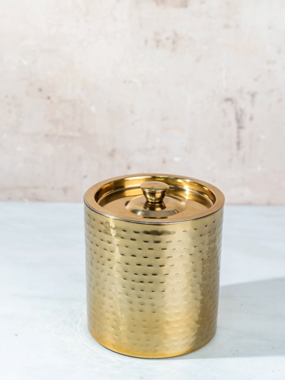 Gold Hammered Metal Insulated Ice Bucket